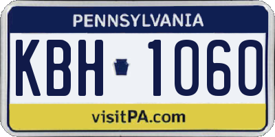 PA license plate KBH1060