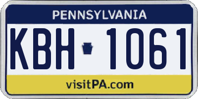 PA license plate KBH1061