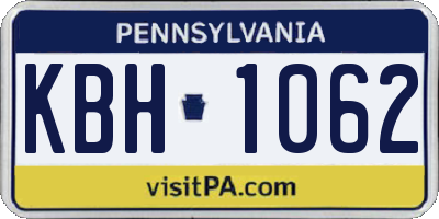 PA license plate KBH1062
