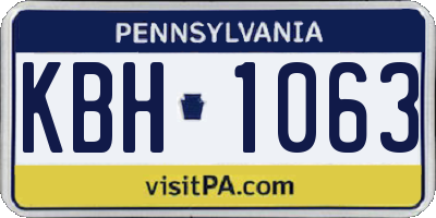 PA license plate KBH1063