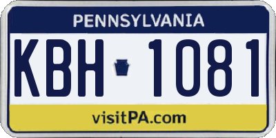 PA license plate KBH1081