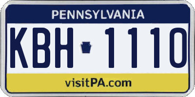 PA license plate KBH1110