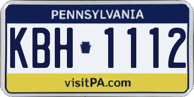 PA license plate KBH1112