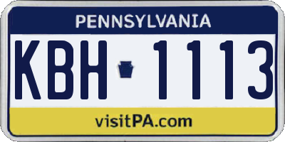 PA license plate KBH1113