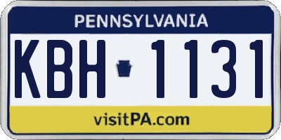 PA license plate KBH1131