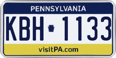 PA license plate KBH1133