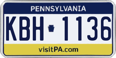 PA license plate KBH1136