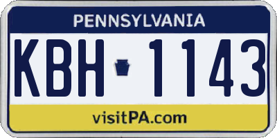 PA license plate KBH1143