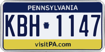 PA license plate KBH1147