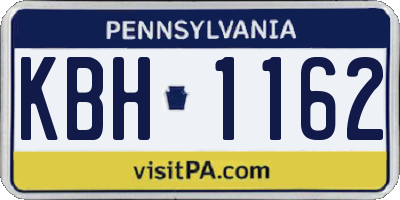 PA license plate KBH1162