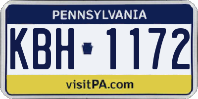 PA license plate KBH1172