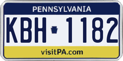 PA license plate KBH1182