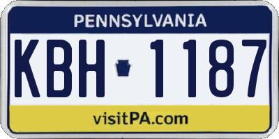 PA license plate KBH1187