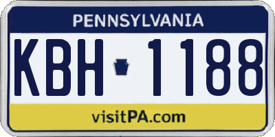 PA license plate KBH1188
