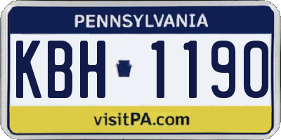 PA license plate KBH1190