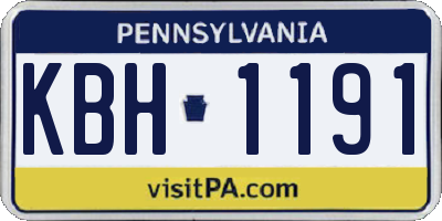 PA license plate KBH1191