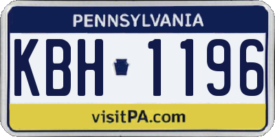 PA license plate KBH1196