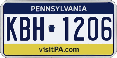 PA license plate KBH1206