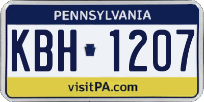 PA license plate KBH1207