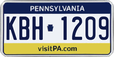 PA license plate KBH1209