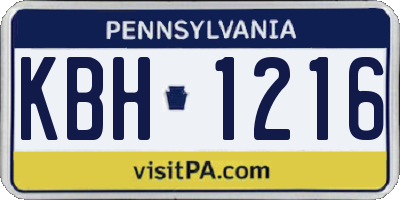 PA license plate KBH1216