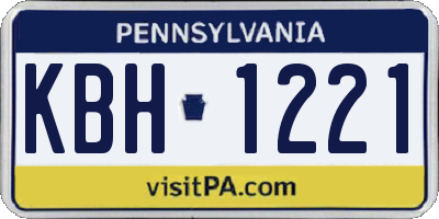 PA license plate KBH1221