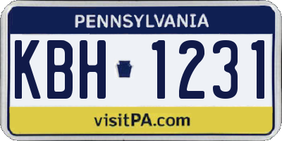 PA license plate KBH1231