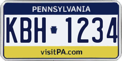 PA license plate KBH1234