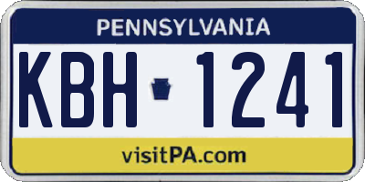 PA license plate KBH1241