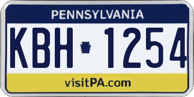 PA license plate KBH1254