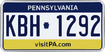 PA license plate KBH1292