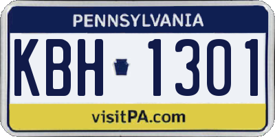 PA license plate KBH1301