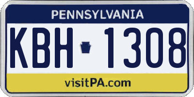 PA license plate KBH1308