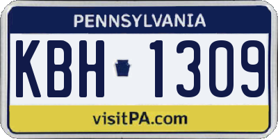 PA license plate KBH1309