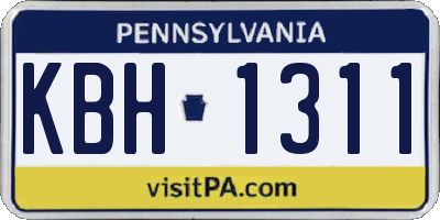 PA license plate KBH1311