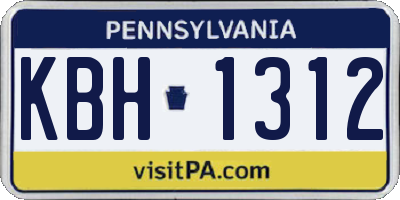 PA license plate KBH1312