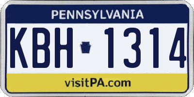 PA license plate KBH1314