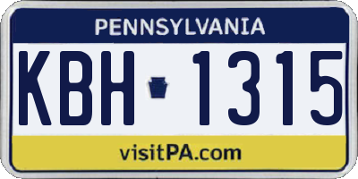 PA license plate KBH1315