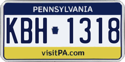 PA license plate KBH1318