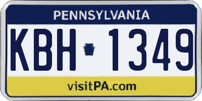 PA license plate KBH1349