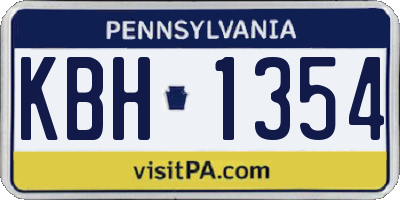 PA license plate KBH1354