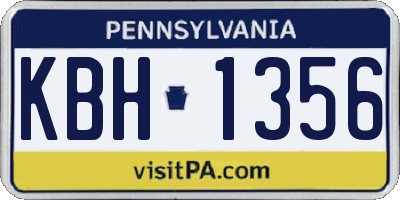 PA license plate KBH1356