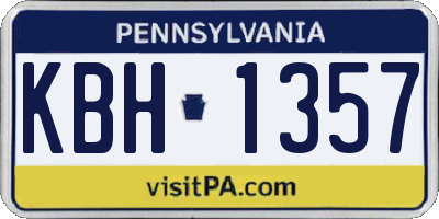 PA license plate KBH1357