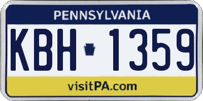 PA license plate KBH1359