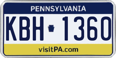 PA license plate KBH1360