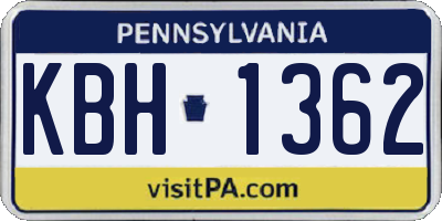 PA license plate KBH1362