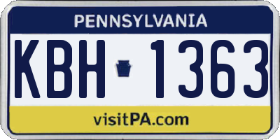 PA license plate KBH1363