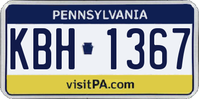 PA license plate KBH1367