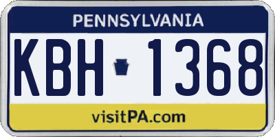PA license plate KBH1368