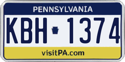 PA license plate KBH1374